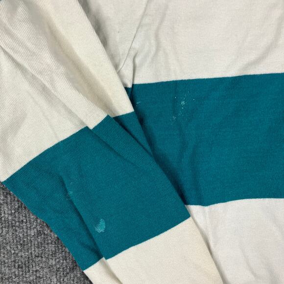 GANT Rugger Shirt Mens Size XL Teal White Striped Long Sleeve Rugby USA Classic - Picture 2 of 9